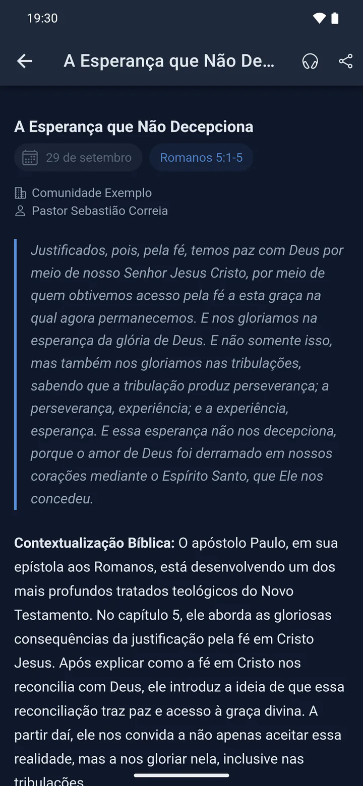 Devocional do dia no aplicativo